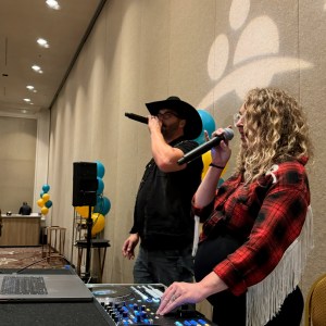 a person standing on a stage