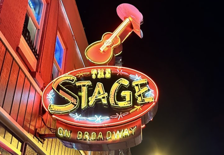 stage a close up of a sign