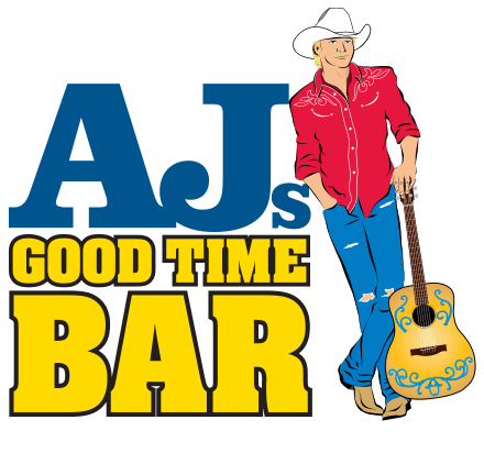 AJs Good Tme Bar Pic a person holding a sign